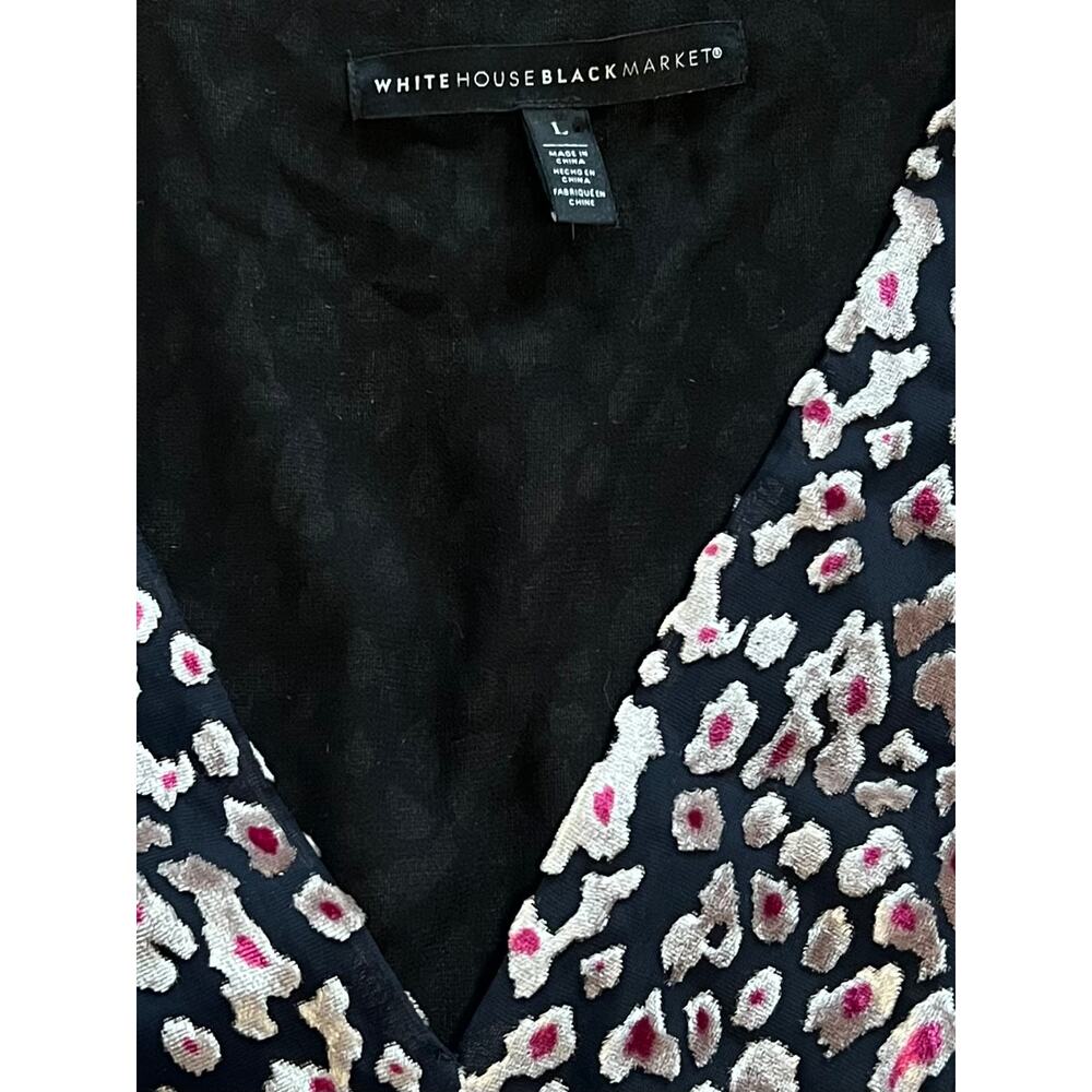 White House Black Market Animal Print Velvet Burnout Choker Top | L - Picture 6 of 7
